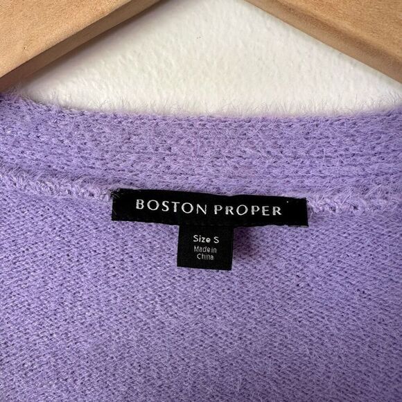 Boston Proper Women’s Plush Balloon Sleeve Cardigan Violet Tulip - Picture 5 of 11
